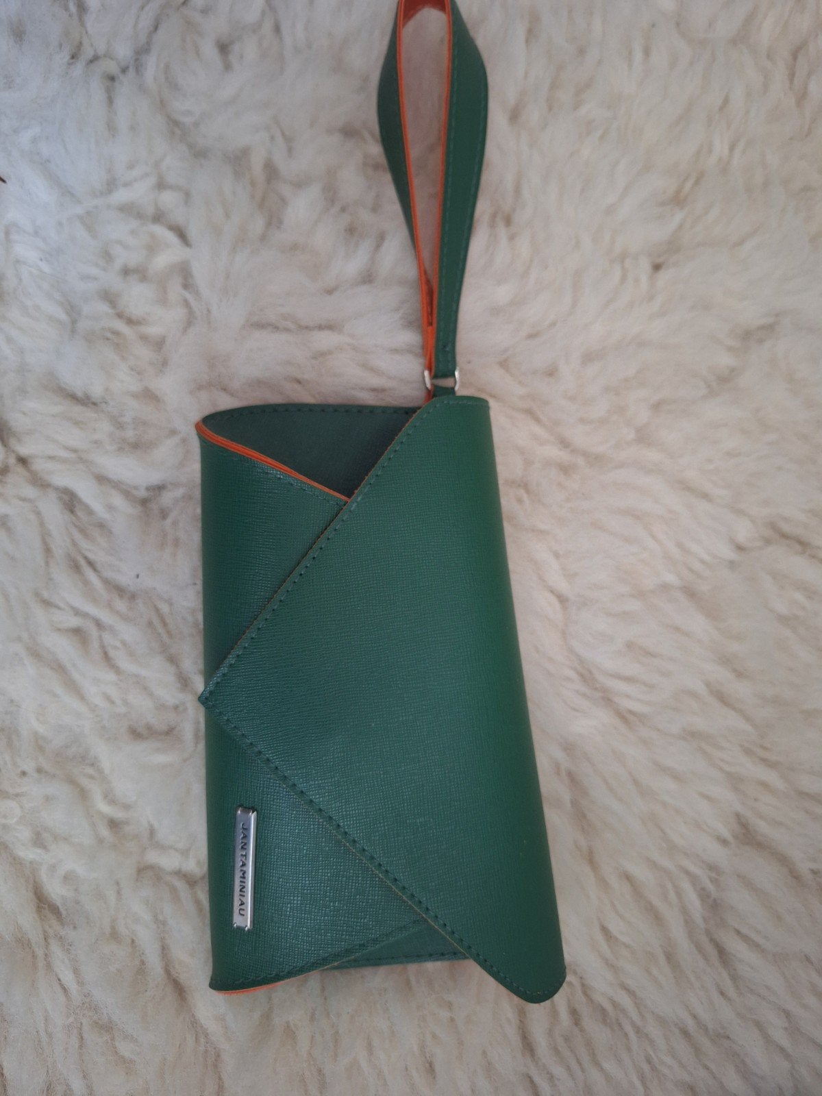 Groen/Oranje Avondtasje/Clutch Jantaminiau, Sieraden, Tassen en Uiterlijk, Ophalen of Verzenden, Nieuw, Groen, Avondtasje