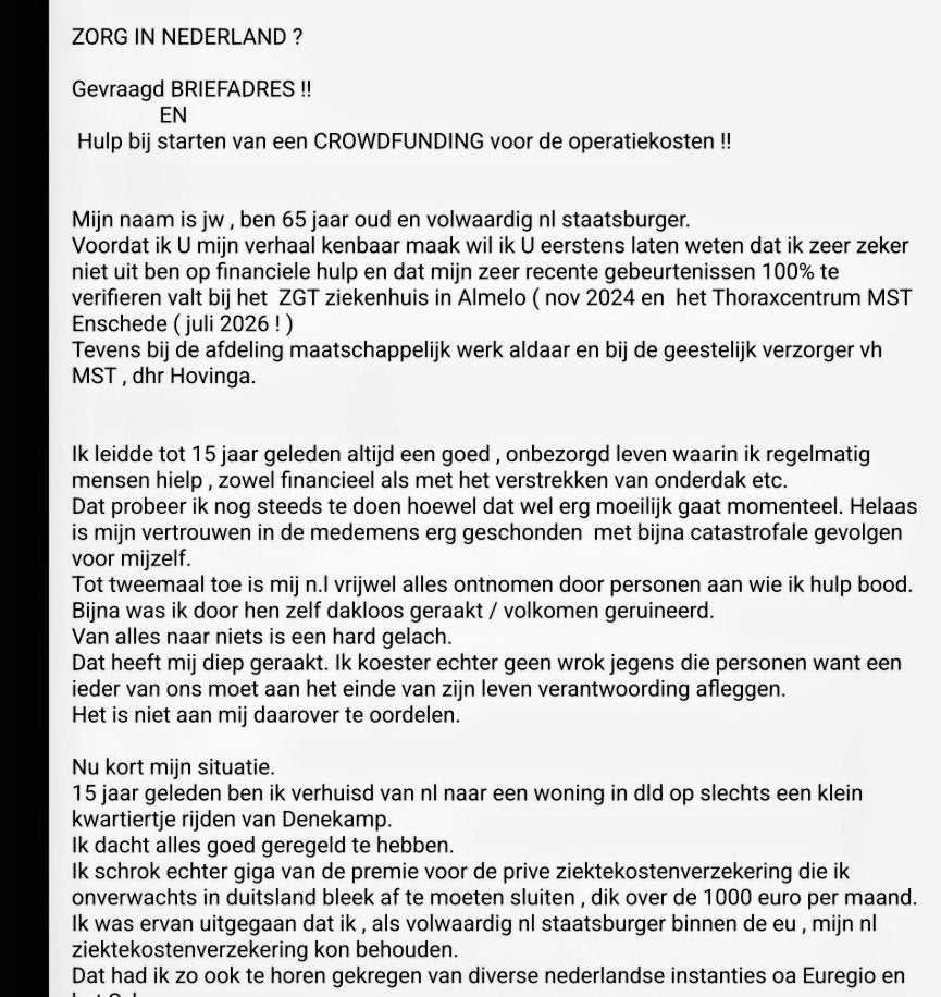 Met SPOED gezocht een briefadres ivm as open hart operatie !, Huizen en Kamers
