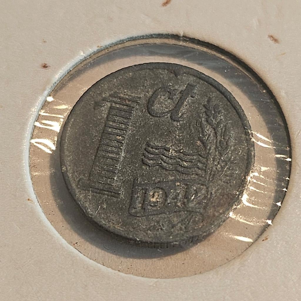 Zink cent 1942 Nederland, Ophalen of Verzenden