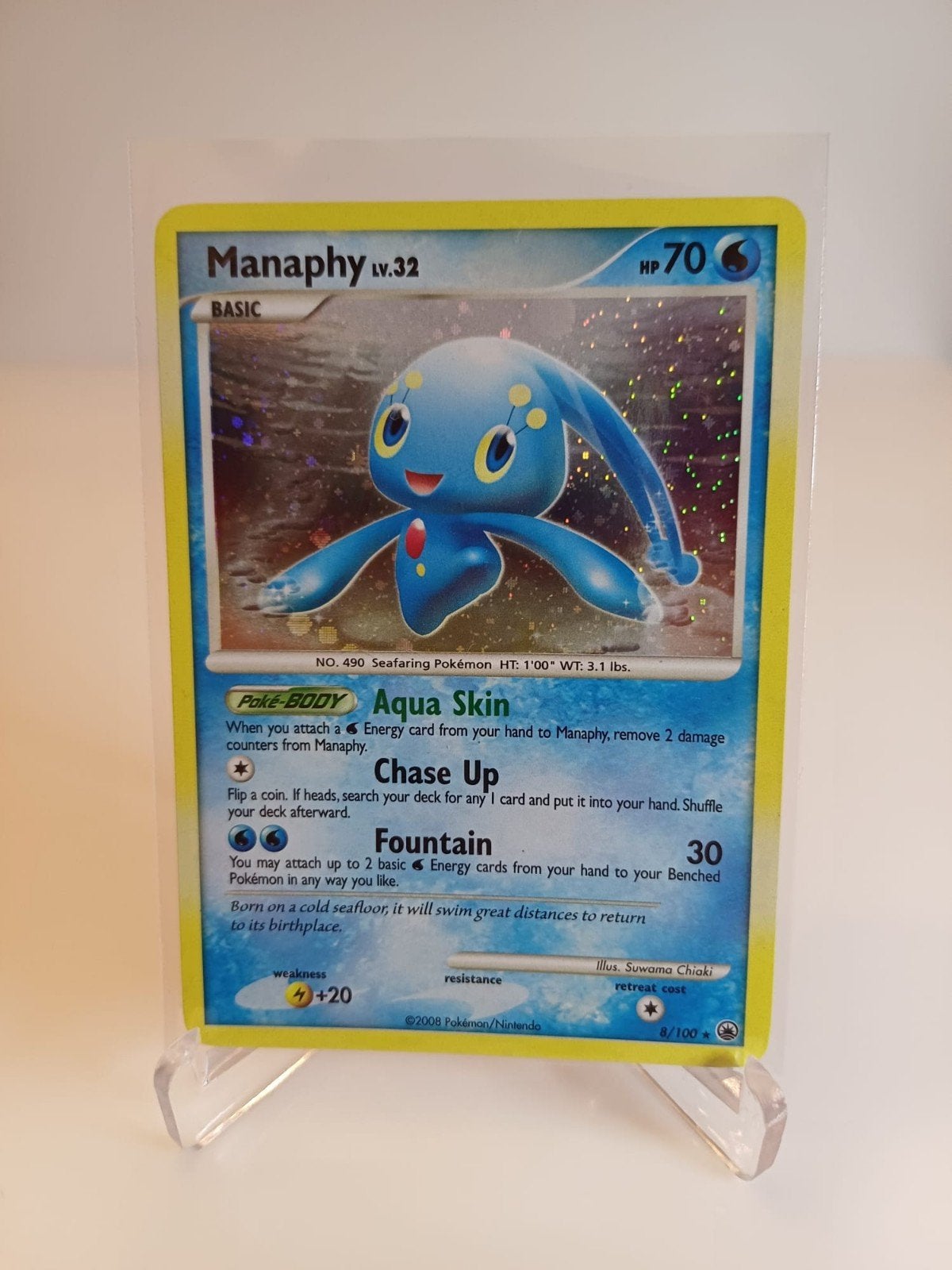 POKEMON KAART; MANAPHY LV.32, 8/100, HOLO, Ophalen of Verzenden, Zo goed als nieuw