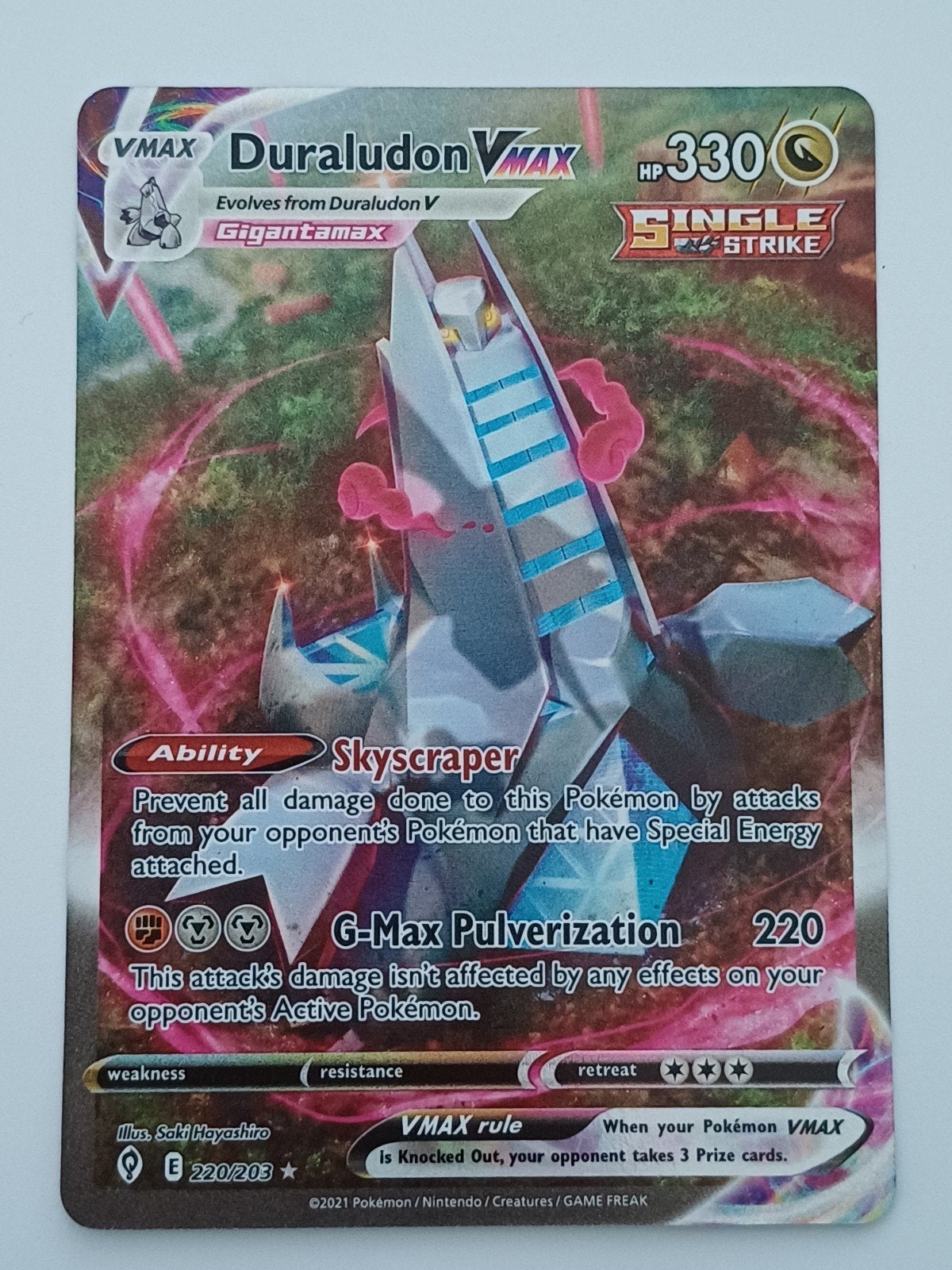Duraludon VMAX #220 (Evolving Skies) - NM, Hobby en Vrije tijd, Verzenden, Zo goed als nieuw, Losse kaart, Foil