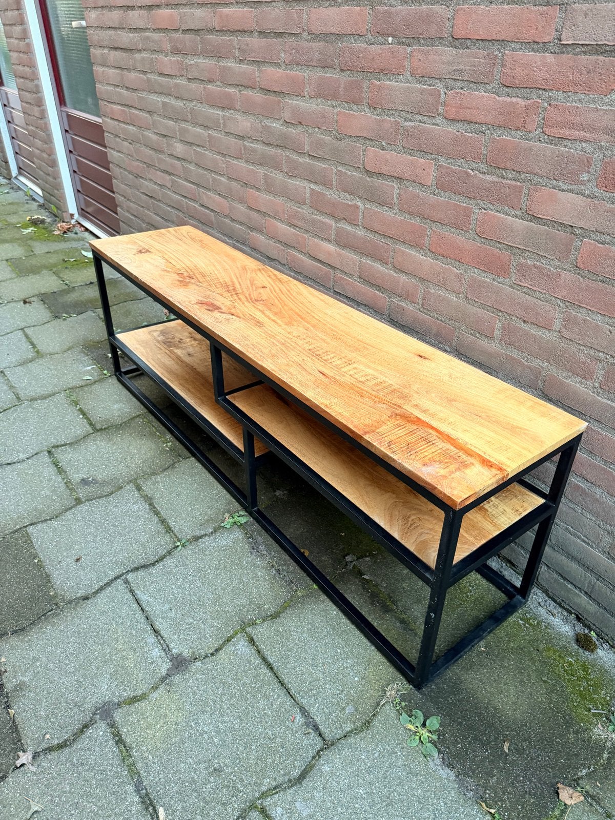 Tv-meubel / Bijzettafel industrieel design (150x35x50cm), Huis en Inrichting, Ophalen, Minder dan 50 cm, Zo goed als nieuw, Minder dan 100 cm