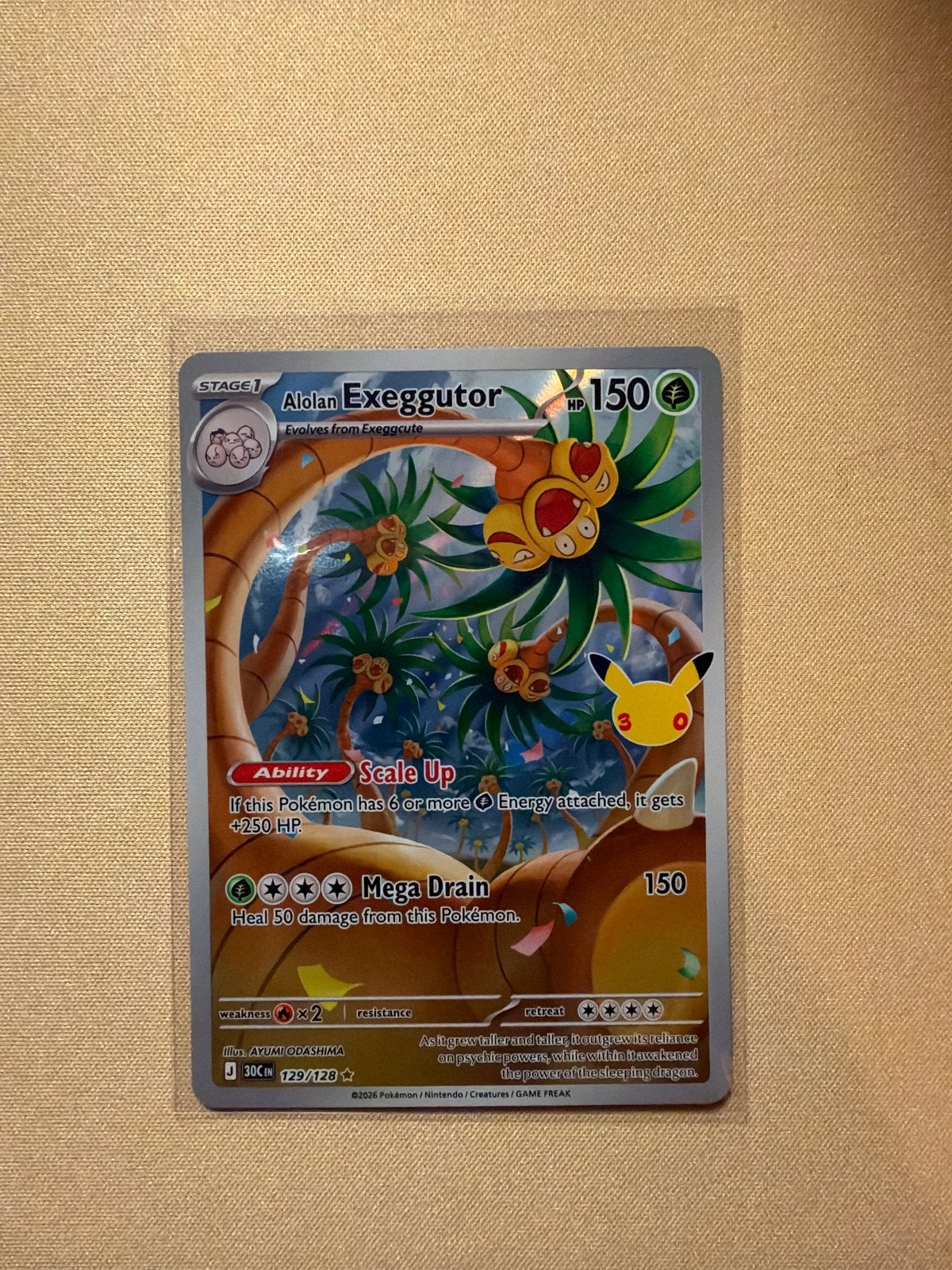 Alolan Exeggutor 129/128 30th Celebrations Pokémon Kaart, Ophalen of Verzenden, Nieuw, Losse kaart