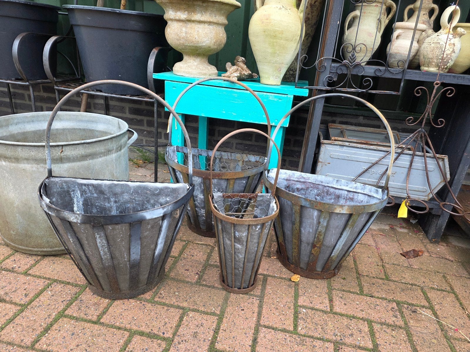 tuin wanddecoratie plantenmand, Minder dan 30 cm, Rond, Ophalen of Verzenden, Metaal