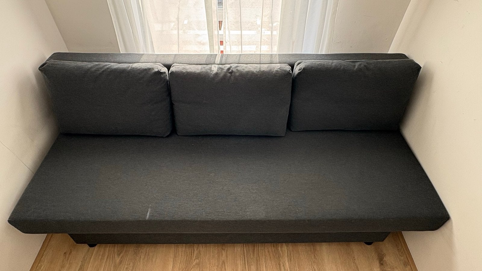 IKEA ÄLVDALEN 3-zits slaapbank, Knisa donkergrijs, Ophalen, Tweepersoons, Zo goed als nieuw, Overige maten
