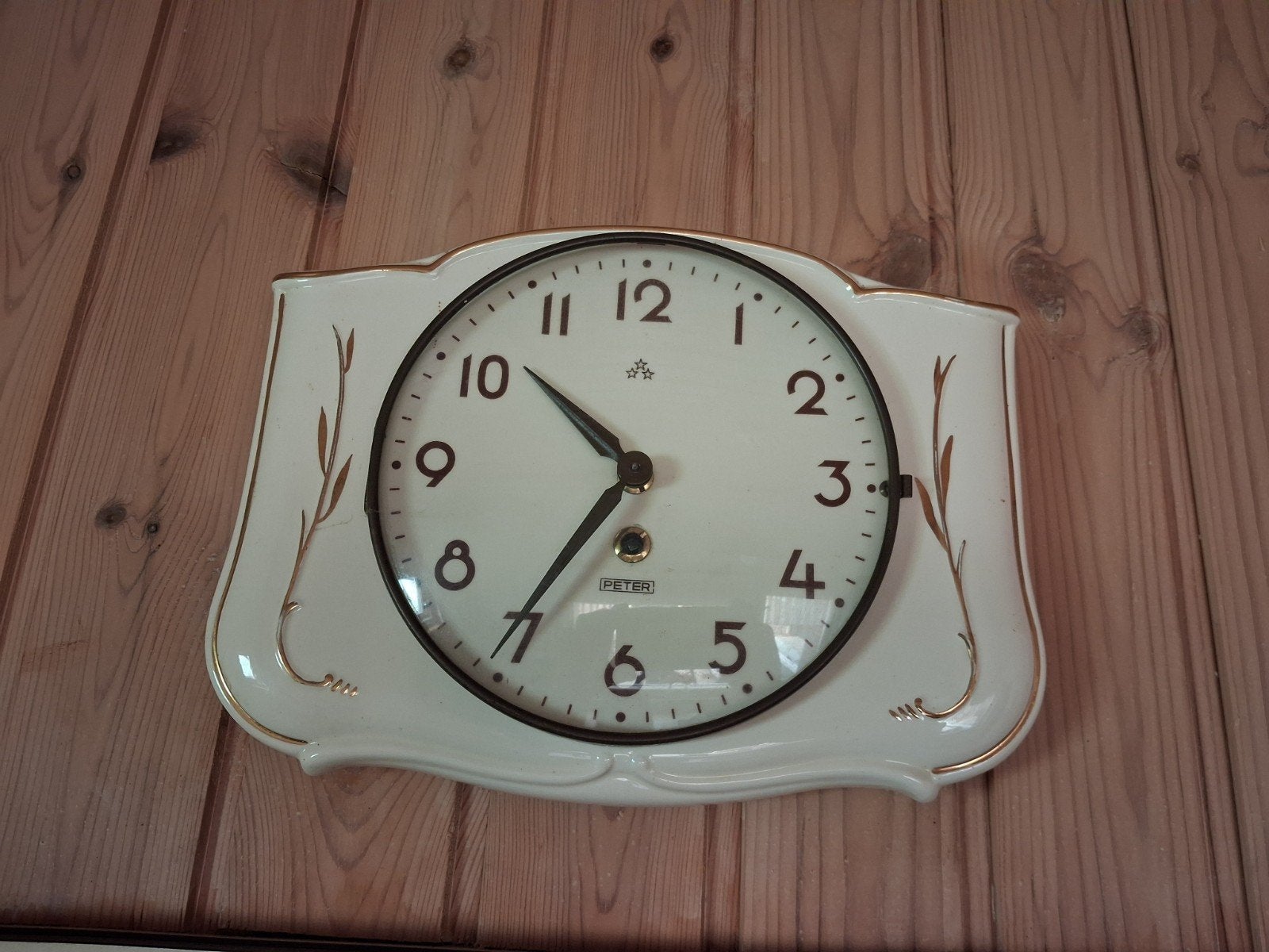 oma's vintage oude keukenklok / merk peter, Ophalen, Gebruikt, Analoog, Wandklok
