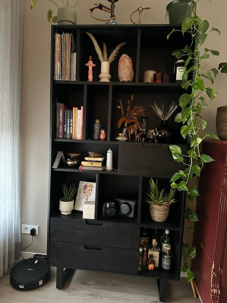 Lennox Boeken-/Schappenkast – Zwart – 100x36x196 cm, Ophalen, Met plank(en), 50 tot 100 cm, Zo goed als nieuw