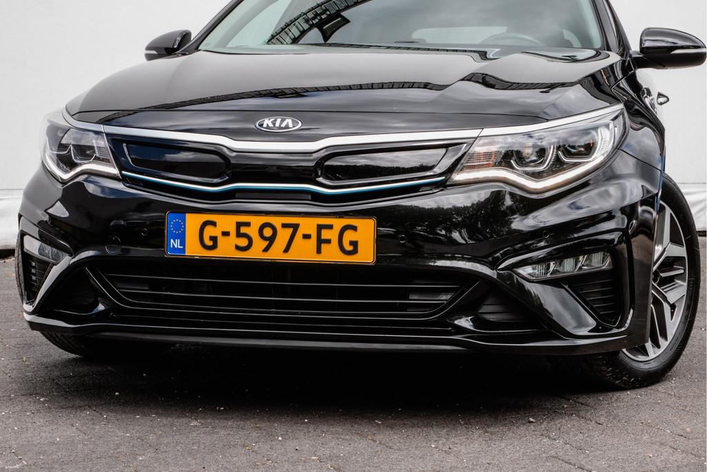 Kia Optima Sportswagon 2.0 GDI PHEV DynamicPlusLine Trekhaak, Gebruikt, Met garantie (alle), Leder en Stof, Zwart