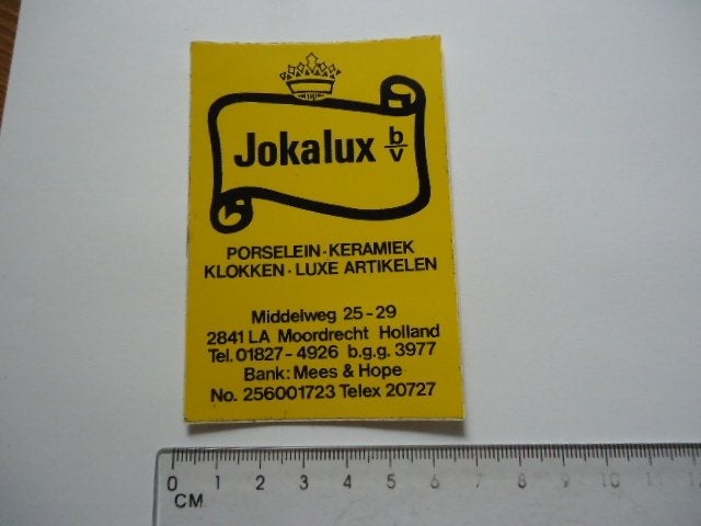 sticker oud Moordrecht JOKALUX porselein keramiek luxe klok, Verzenden, Zo goed als nieuw, Bedrijf of Vereniging