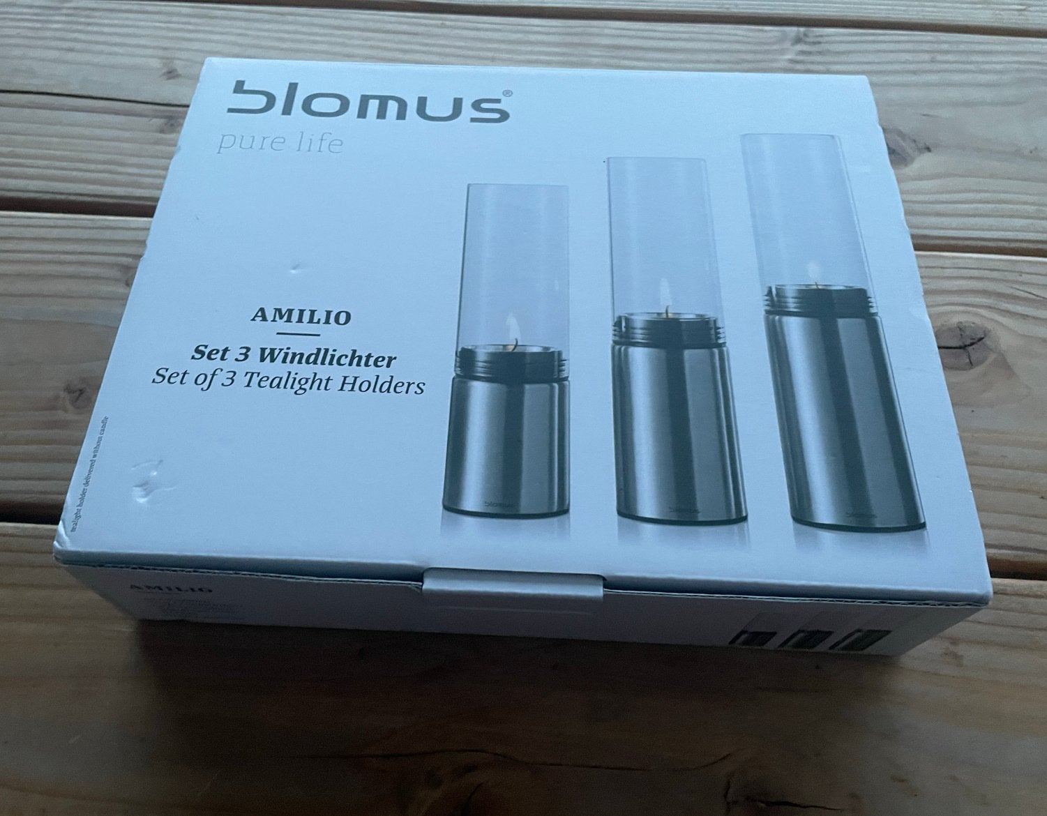 Blomus Windlichten Set - RVS en Glas - Pure Life, Huis en Inrichting, Woonaccessoires | Kandelaars en Kaarsen, Windlicht, Overige merken