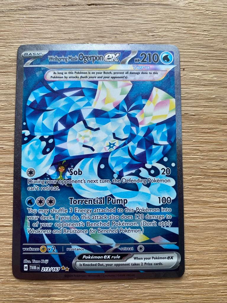 Wellspring Mask Ogerpon ex Pokémon kaart, Ophalen of Verzenden, Zo goed als nieuw, Losse kaart, Foil