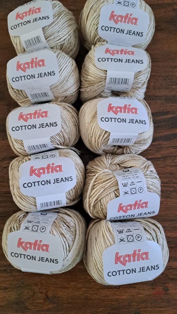 Katia Cotton Jeans Brei- en Haakgaren - 10 Bollen, Hobby en Vrije tijd, Ophalen of Verzenden, Nieuw, Breien of Haken, Wol of Garen