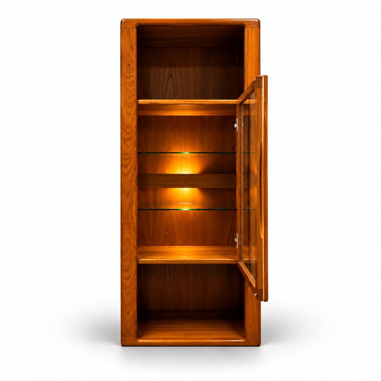 Vintage Silkeborg Vitrinekast Massief Teak Scandinavisch, Ophalen, Met deur(en), 100 tot 150 cm, Zo goed als nieuw