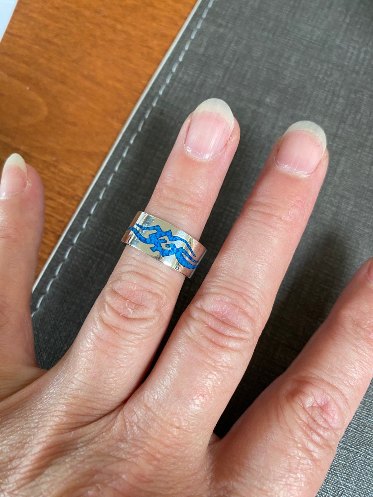 Ring zilver met blauwe steentjes maat 17, Nieuw, Ophalen of Verzenden, 17 tot 18, Dame