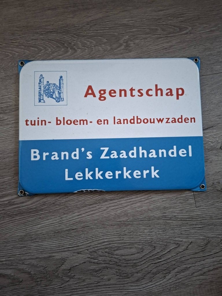 brand,s zaadhandel lekkerkerk  agentschap, Ophalen of Verzenden, Gebruikt, Reclamebord