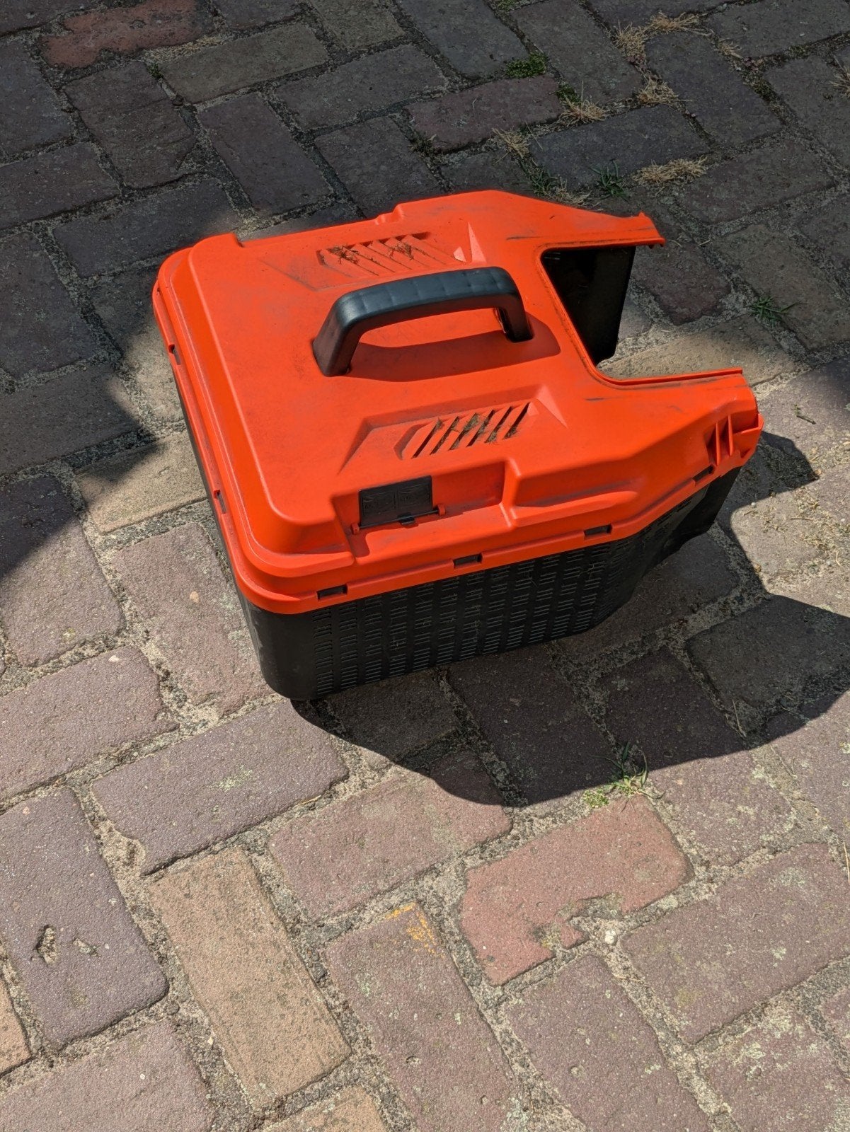 Powerplus Grasopvangbak voor grasmaaier - Oranje/Zwart, Tuin en Terras, Grasmaaiers, Ophalen of Verzenden, Gebruikt, Opvangbak