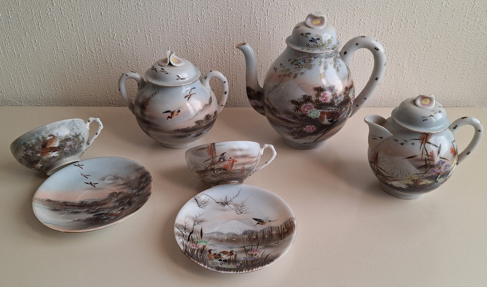 Japans thee servies van eierporselein, 7-delig, Ophalen of Verzenden