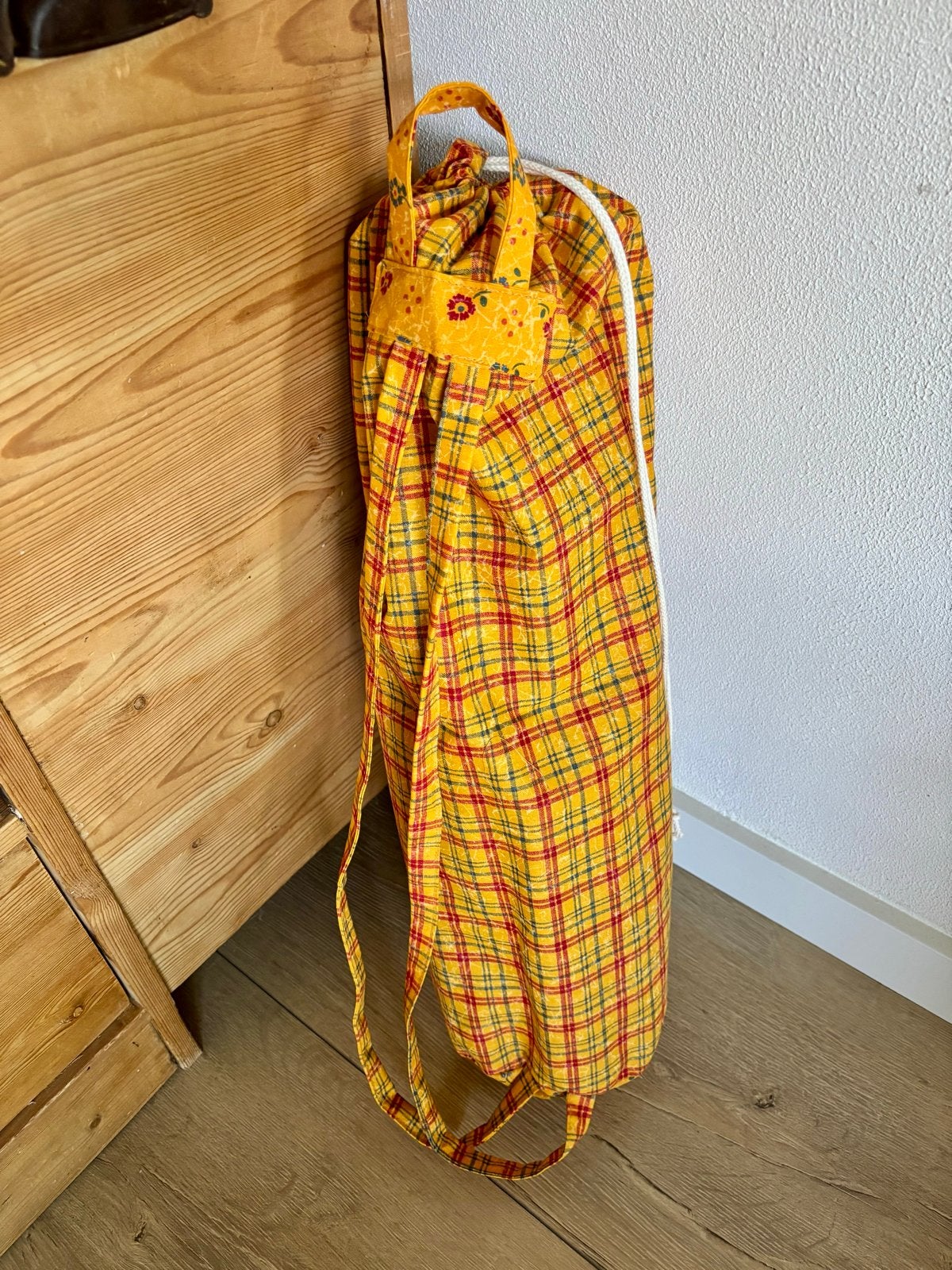 Zelfgemaakte yogatas - Geel geruit, 68 cm lang, Ophalen of Verzenden, Nieuw, Yogatas