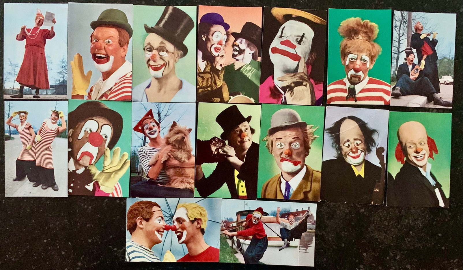 Clowns kaartjes., Verzamelen, Verzenden, Gelopen, Cultuur en Media