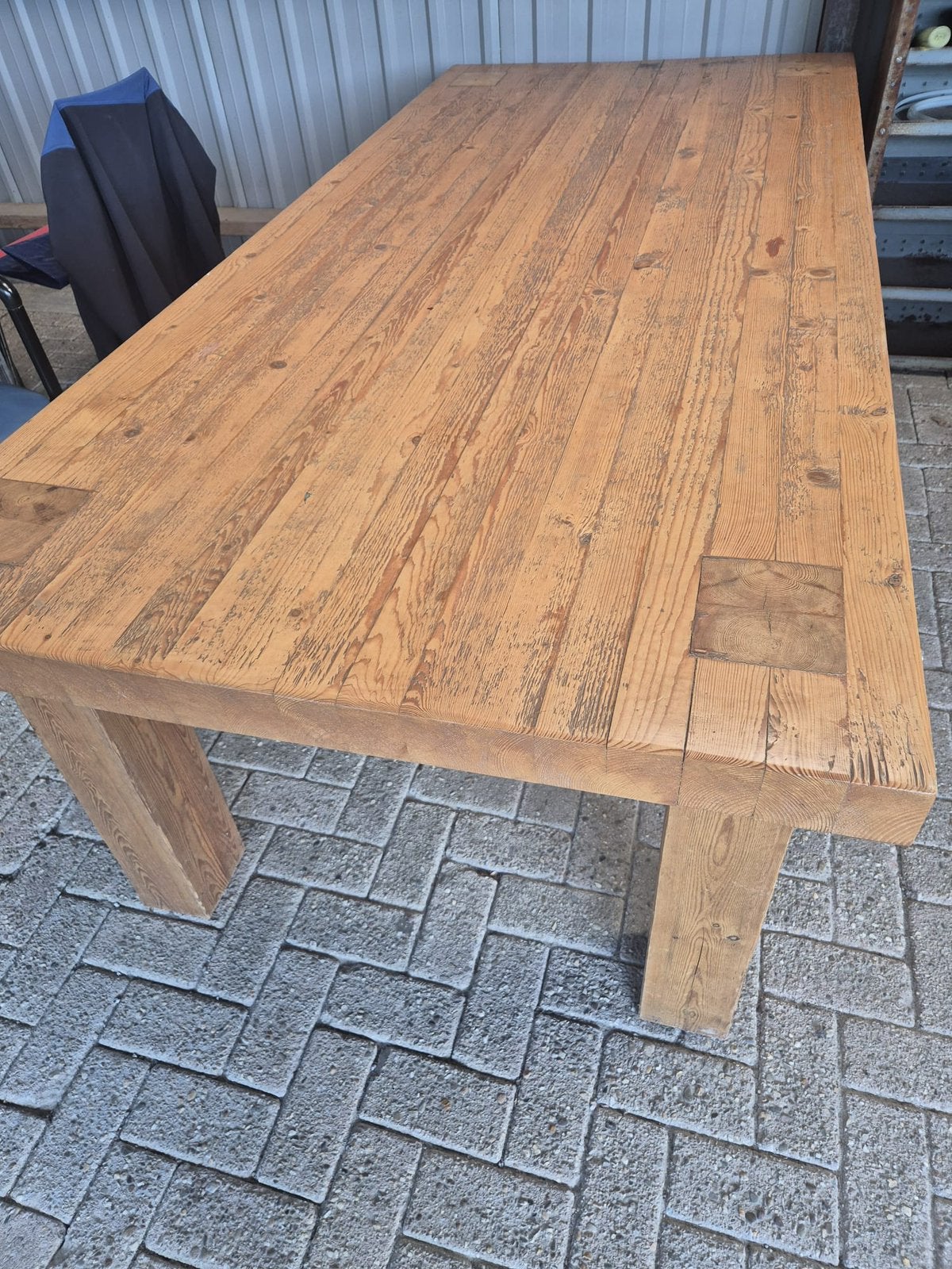 Robuuste stamtafel/eettafel/tuintafel, Tuin en Terras, Tuintafels, Ophalen, Zo goed als nieuw, Rechthoekig, Hout