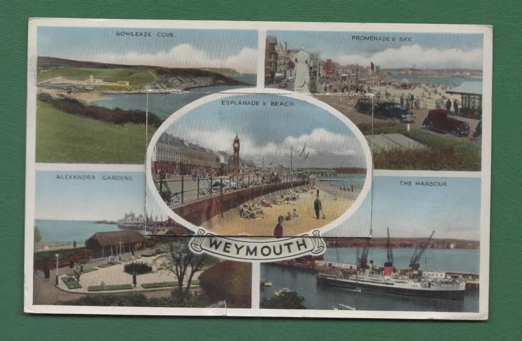 Engeland - Weymouth (Dorset) - zgn. Klepjeskaart - 1955, Verzamelen, Ophalen of Verzenden, 1940 tot 1960, Gelopen, Engeland