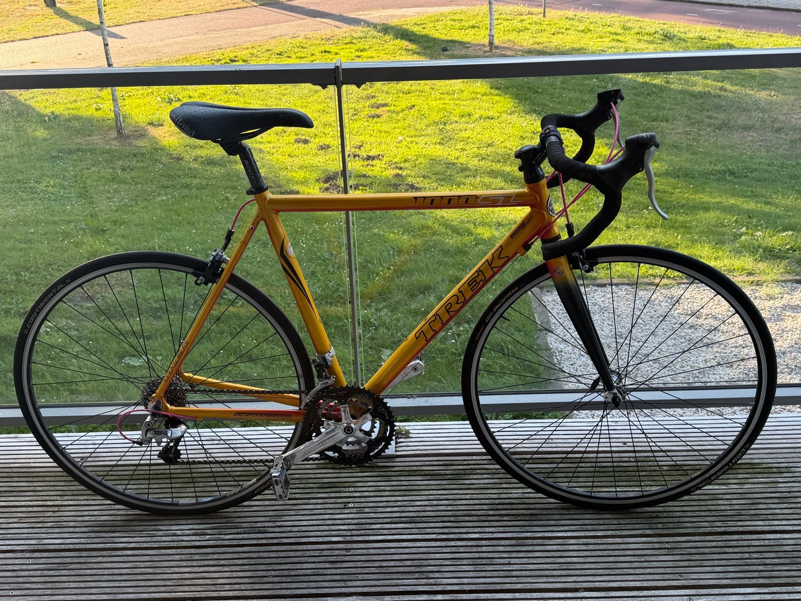 Trek racefiets - Geel/Oranje, Fietsen en Brommers, Fietsen | Racefietsen, 28 inch, Gebruikt, Velgrem, Aluminium