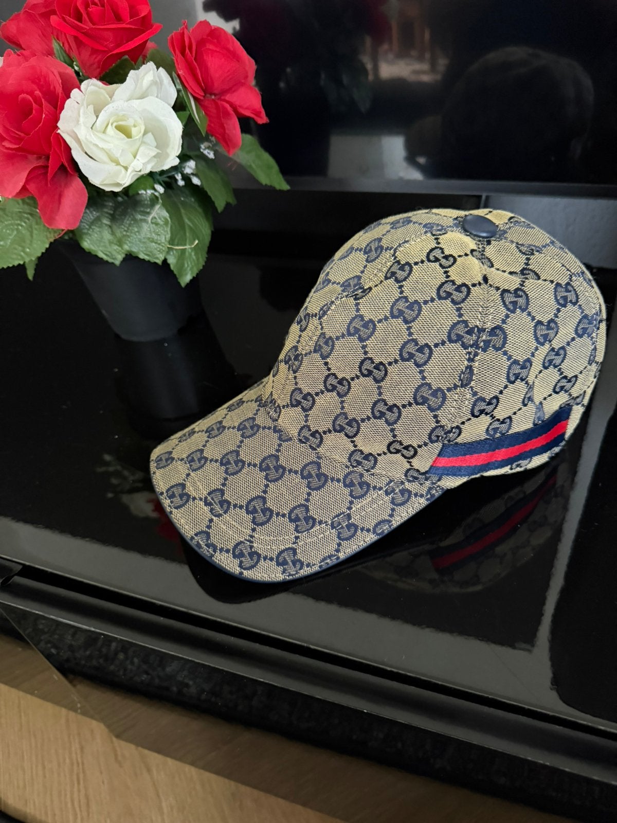 Gucci GG Monogram Baseball Cap – Blue & Beige Designer Hat, Ophalen of Verzenden, Zo goed als nieuw