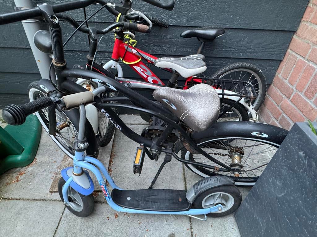 Diverse kinderfietsen en een step te koop, Ophalen, Gebruikt, 16 tot 20 inch