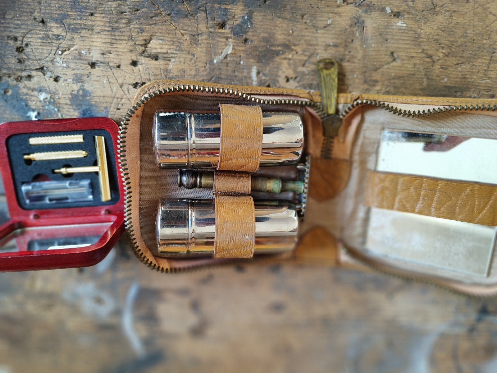 Vintage Reis Scheerset in Leren Etui, Ophalen of Verzenden