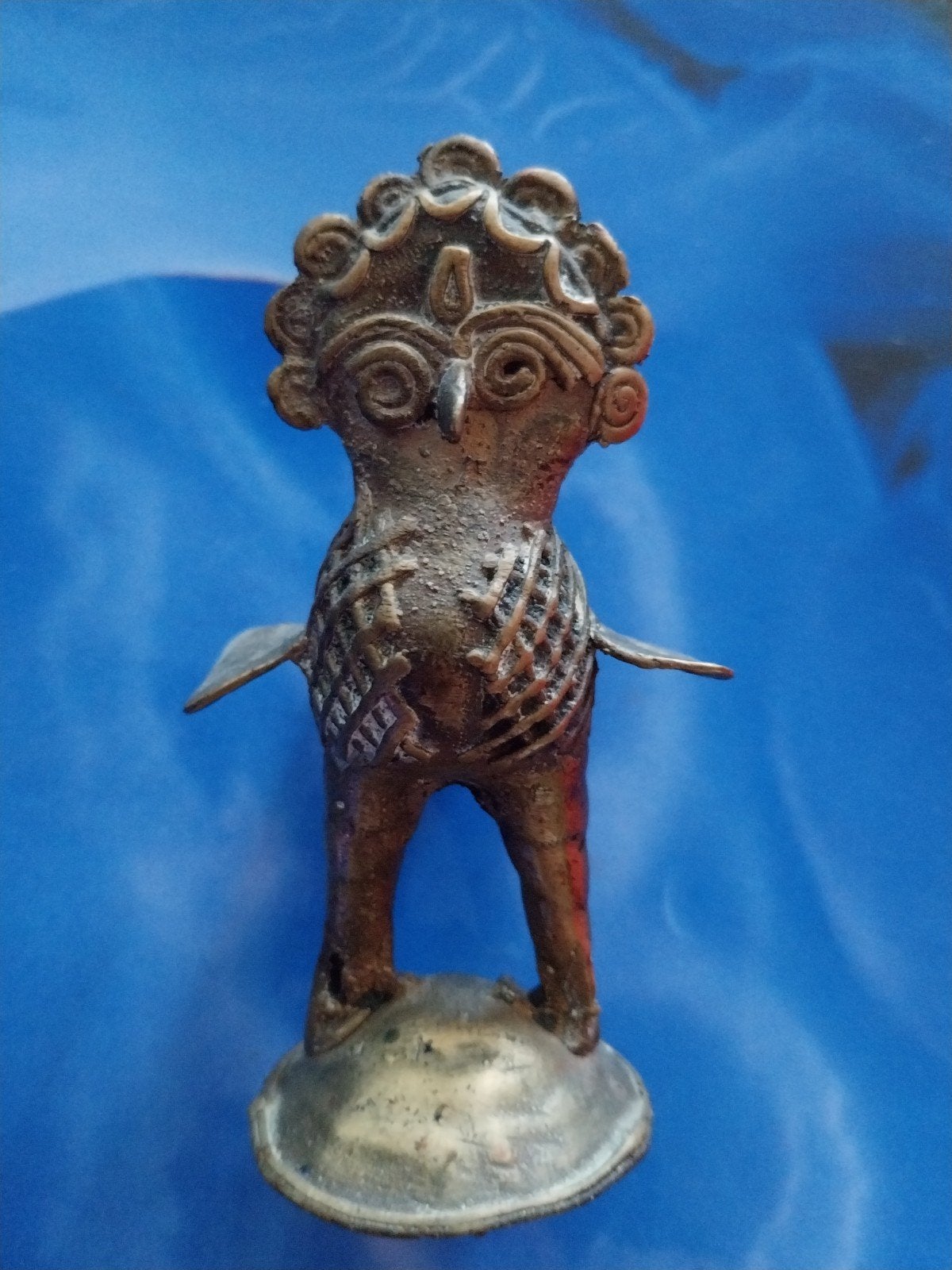 MOOI ANTIEK DHOKRA BEELDJE - UIL, Antiek en Kunst, India, Handgemaakt, Ophalen of Verzenden, 10 cm