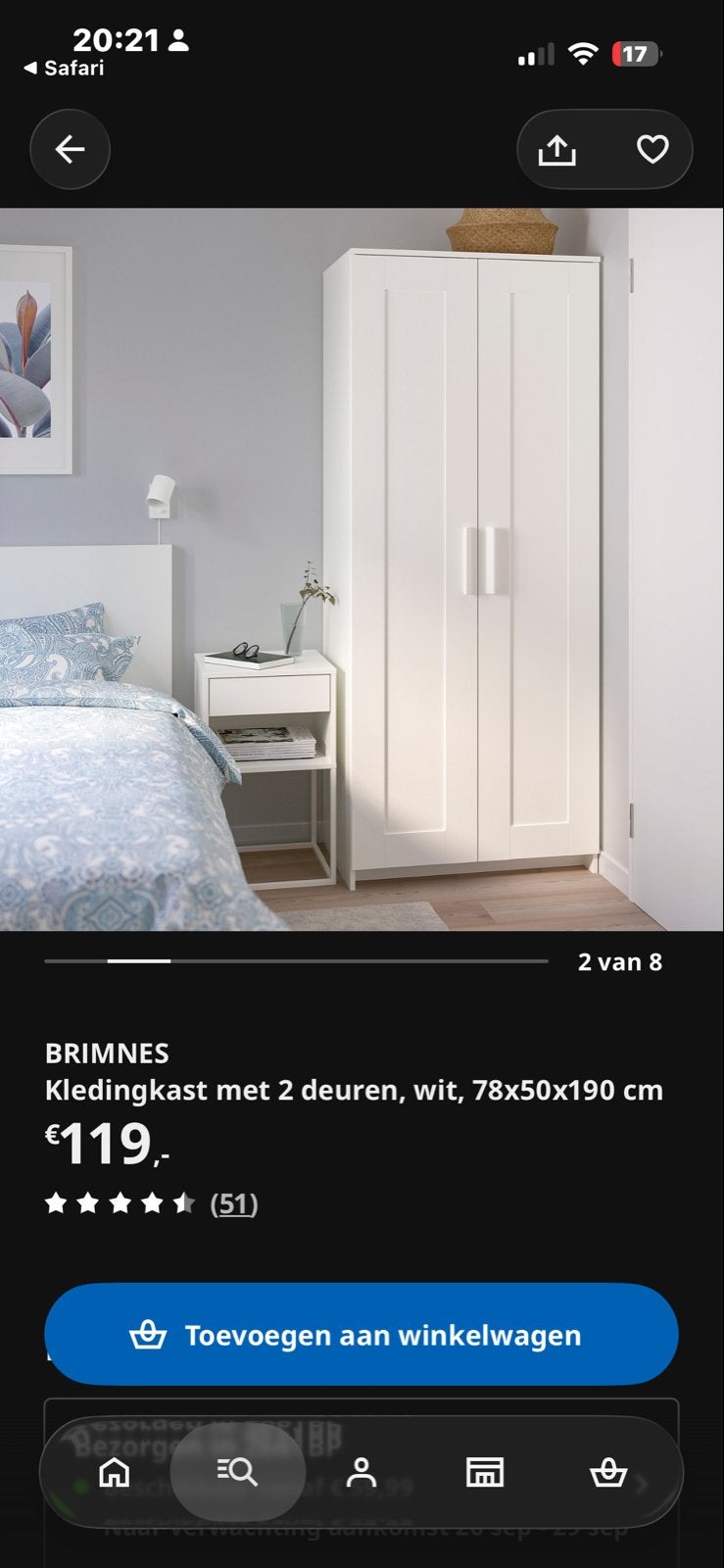 Zo goed als nieuwe witte kledingkast - IKEA BRIMNES