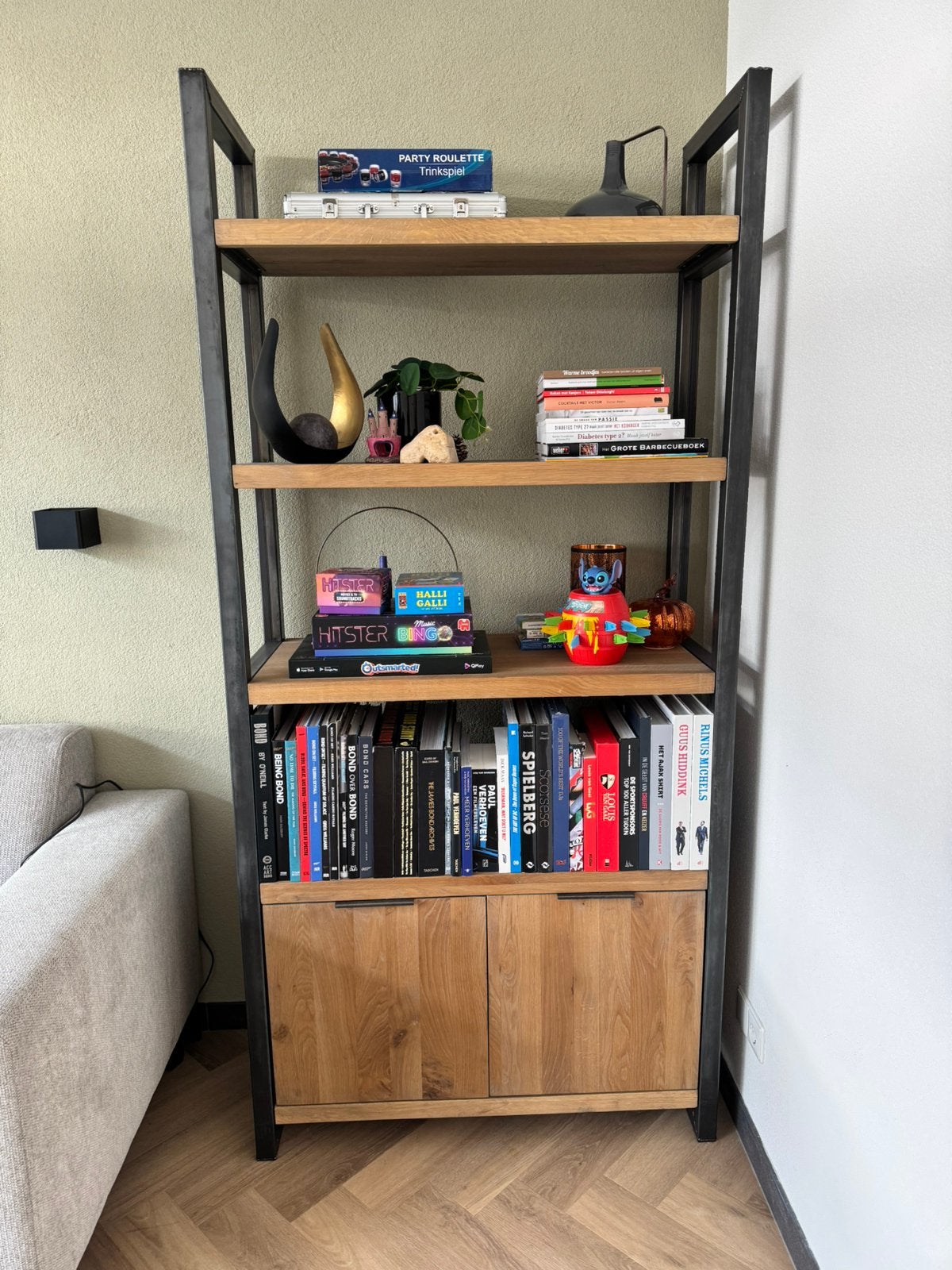 Divino wandkast van Pronto Wonen - Eikenhout en metaal, Ophalen, Gebruikt, 200 cm of meer, Eikenhout