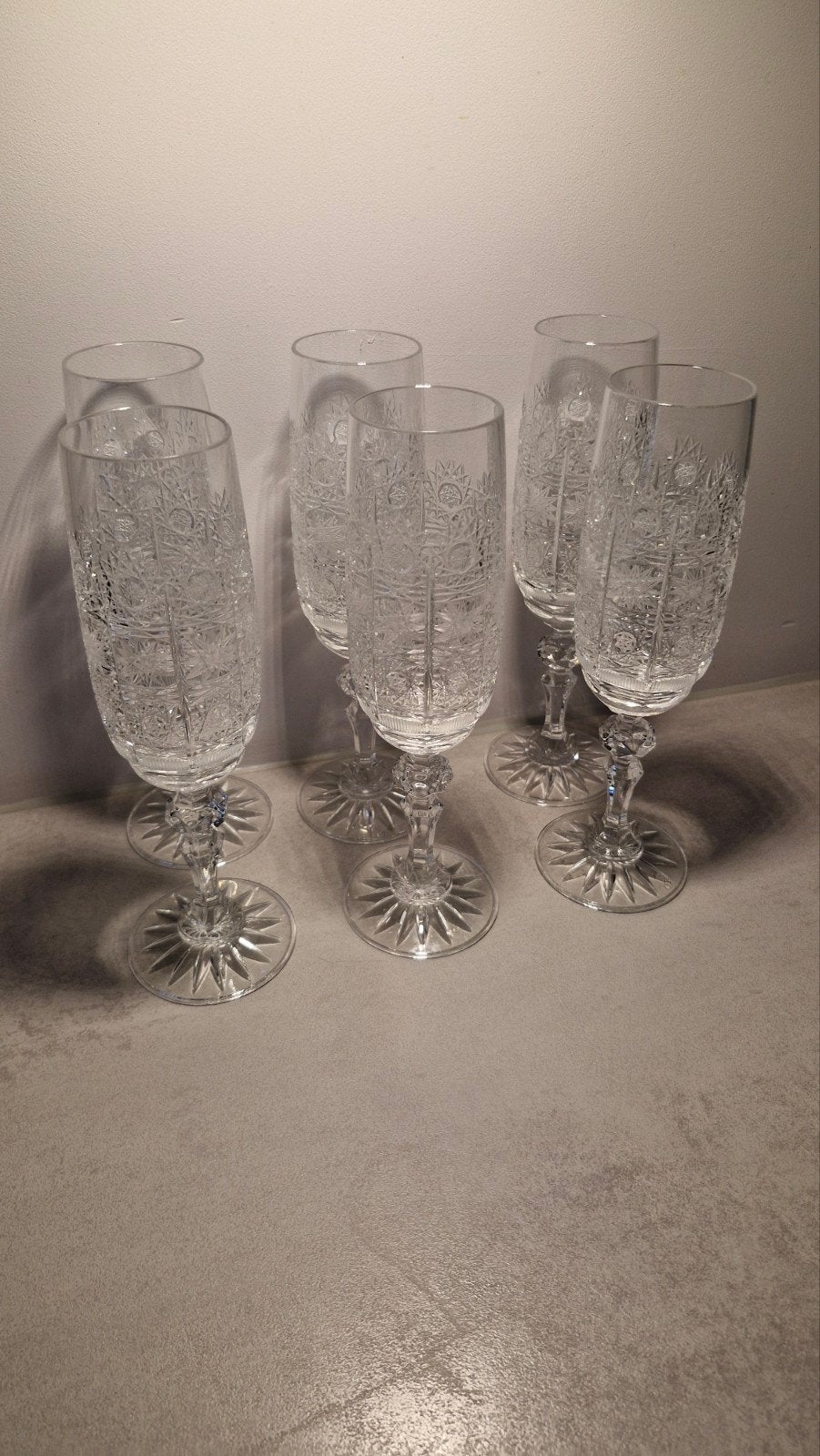 6 Tsjechisch Kristal Champagne Glazen, Ophalen of Verzenden