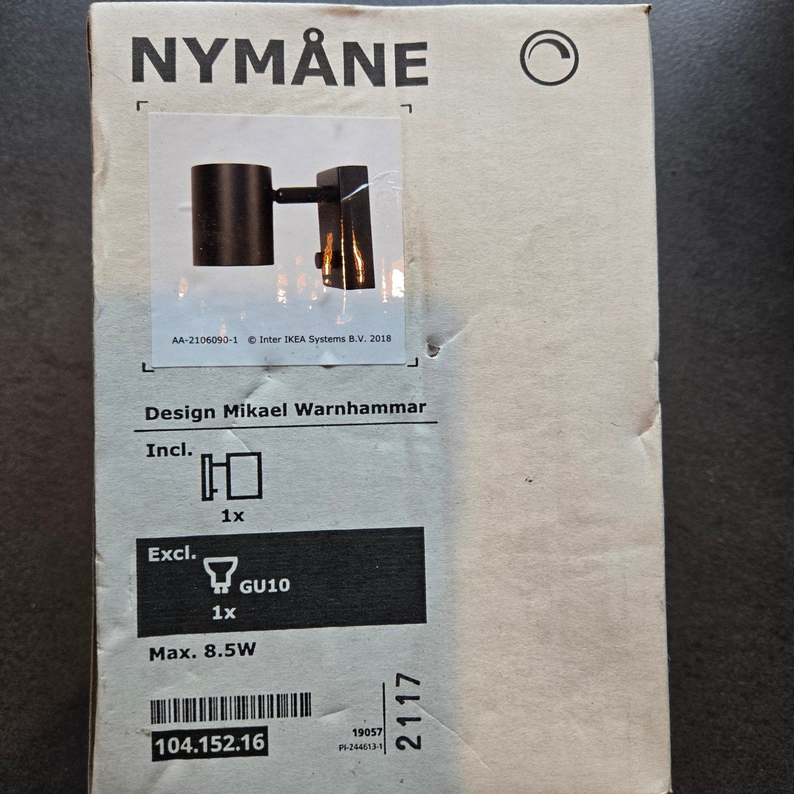 Nieuwe IKEA Nymåne wandlamp - Zwart, GU10 fitting, Zwart, Nieuw, Ophalen of Verzenden, Metaal
