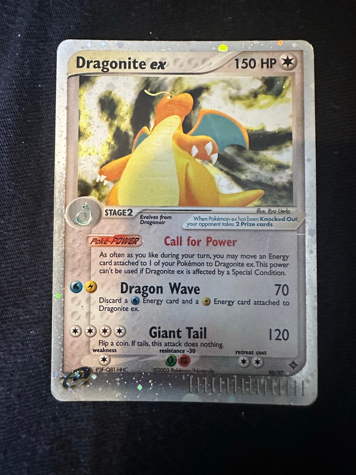 Dragonite ex Pokémon kaart - Lichte kreukel linksonder, Ophalen of Verzenden, Gebruikt, Losse kaart