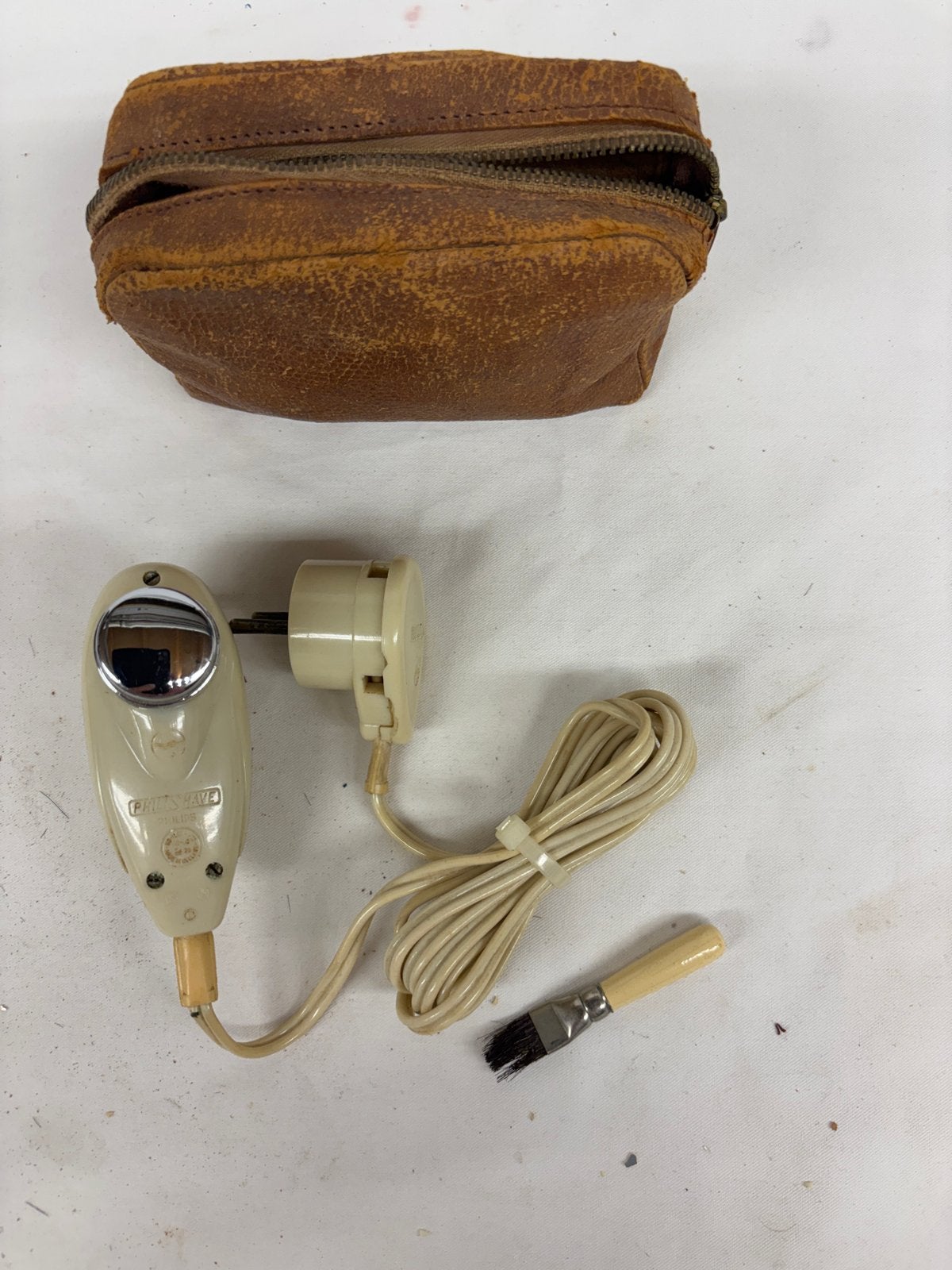 Vintage Philishave scheerapparaat met etui en borsteltje, Ophalen of Verzenden, Gebruikt, Scheren en Epileren