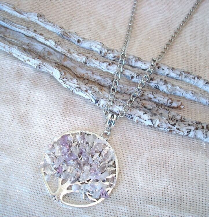 Ketting met hanger Levensboom van amethist, Info.adorabeads@gmail.com, Want 18 Hoogvliet, Adorabeads, Paars