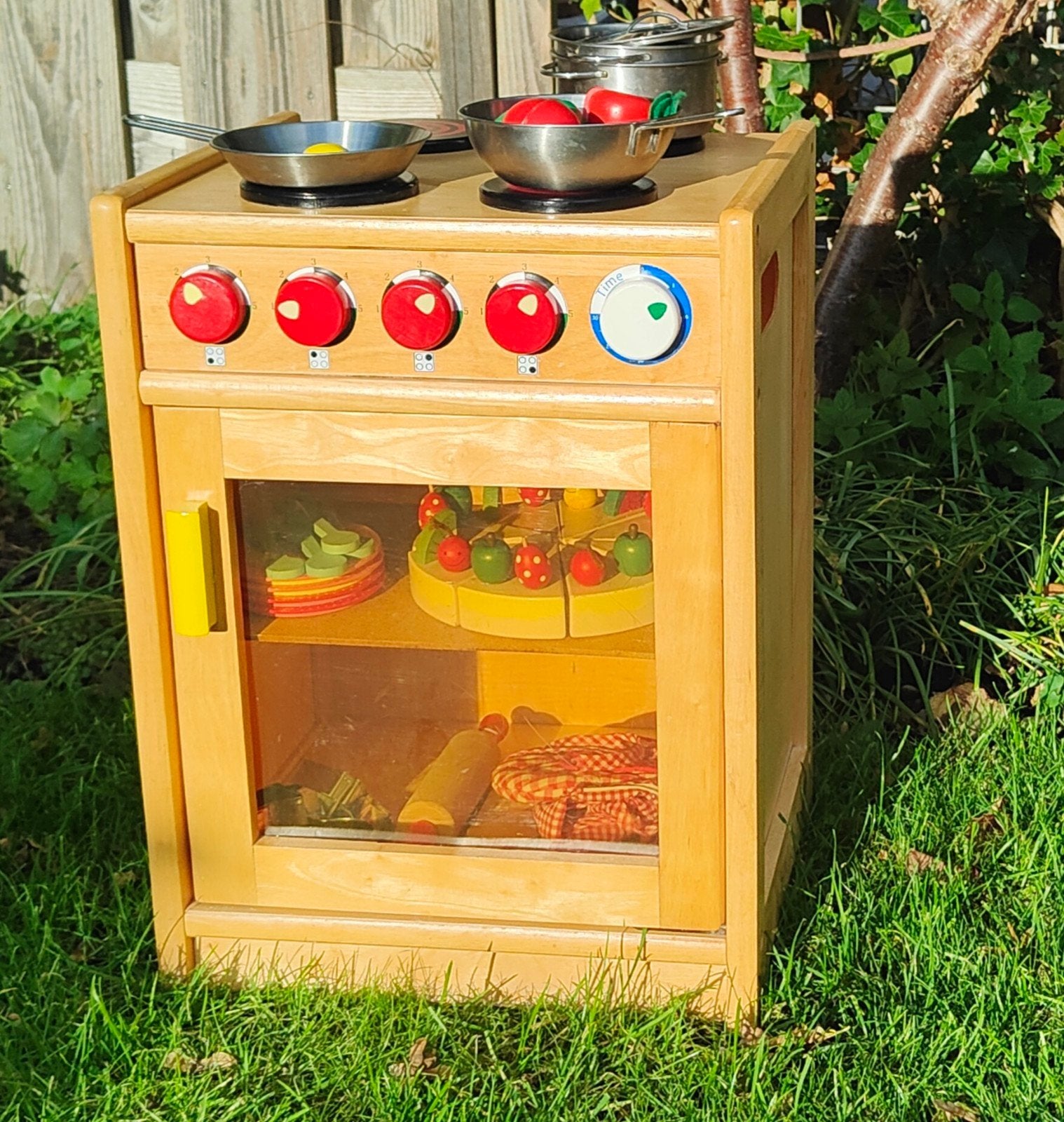 Houten fornuisje met accessoires, Ophalen, Gebruikt, Hout, Speelkeuken