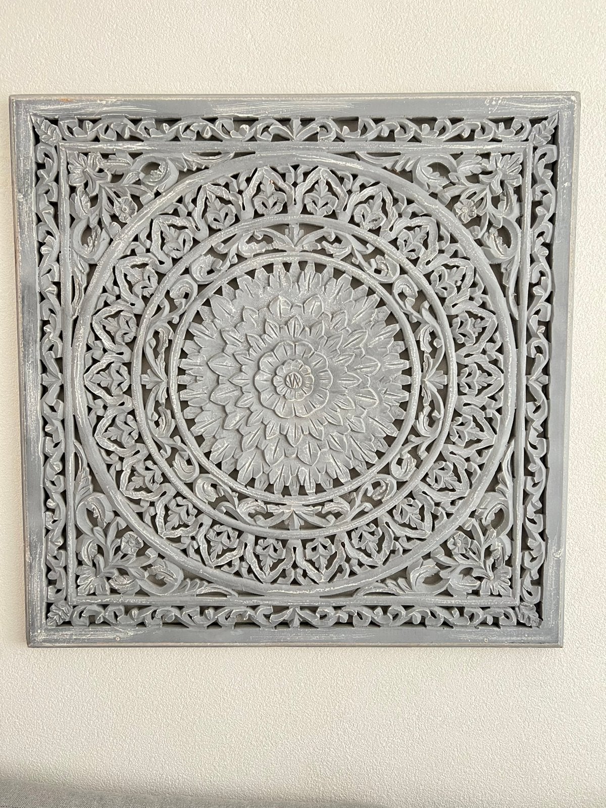 Houten wandpaneel mandala 90x90cm, Huis en Inrichting, Woonaccessoires | Wanddecoraties, Ophalen, Oosters, 90 cm, Hout