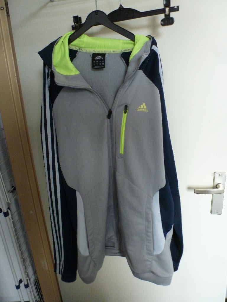 climacool ADIDAS hoodie vest grijs blauw 44 -GRATIS zend, Overige kleuren, Verzenden, Maat 42/44 (L), Fitness of Aerobics