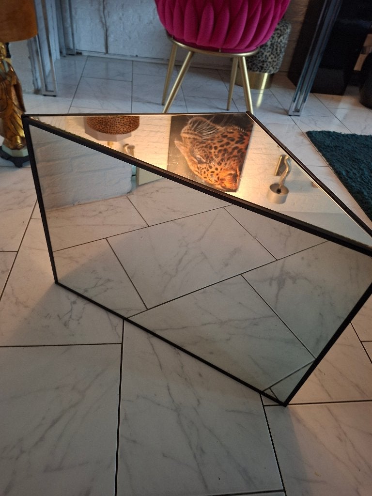 Vintage spiegeltafel, Gebruikt, 55 tot 75 cm, Glas, Overige vormen