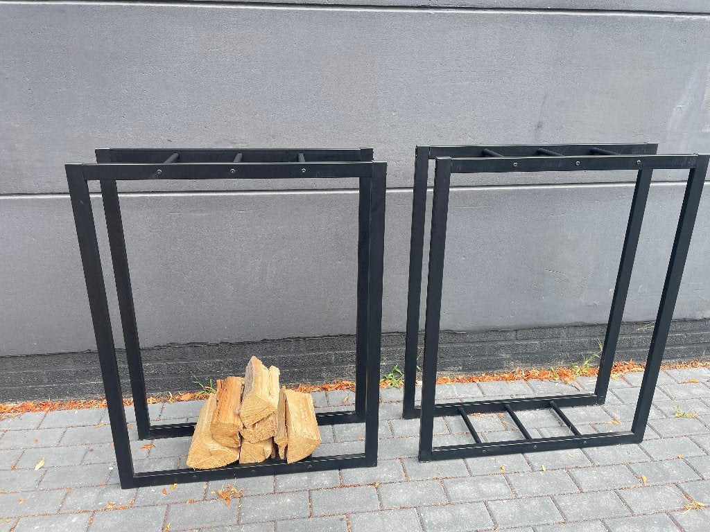 2 x Haardhout Design houtrek, zwart metaal, 80x100x25, Tuin en Terras, Minder dan 3 m³, Ophalen, Blokken