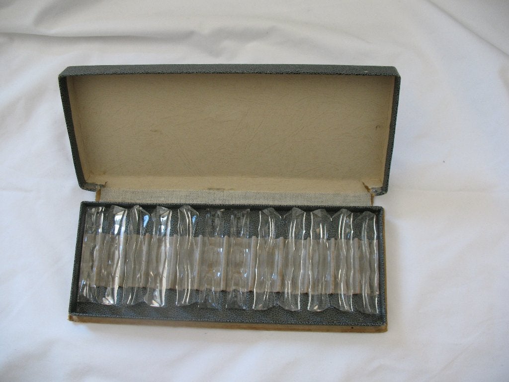 Set 12 Glazen /Kristal Facet Bewerkt Bestekleggers Vintage, Antiek en Kunst, Antiek | Glas en Kristal, Ophalen of Verzenden