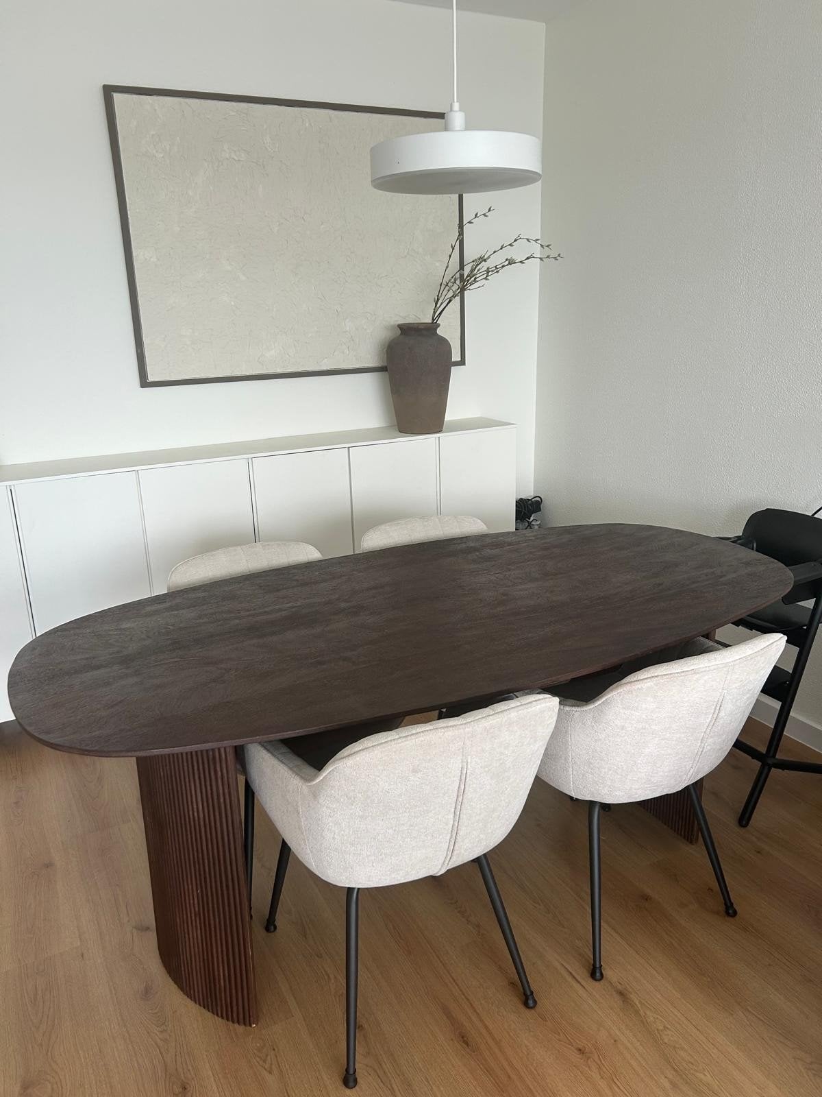 Mangohout eettafel walnoot, Ophalen, 200 cm of meer, 50 tot 100 cm, Zo goed als nieuw