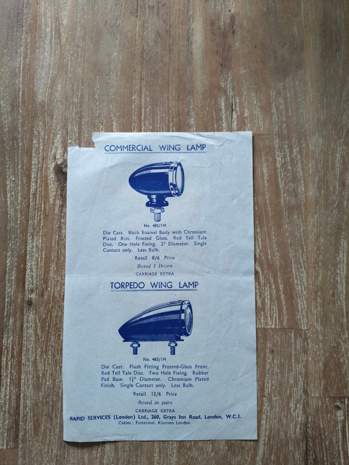 Vintage Auto Lampen: Commercial Wing & Torpedo Wing Lamp, Verzenden, Gelezen, Algemeen