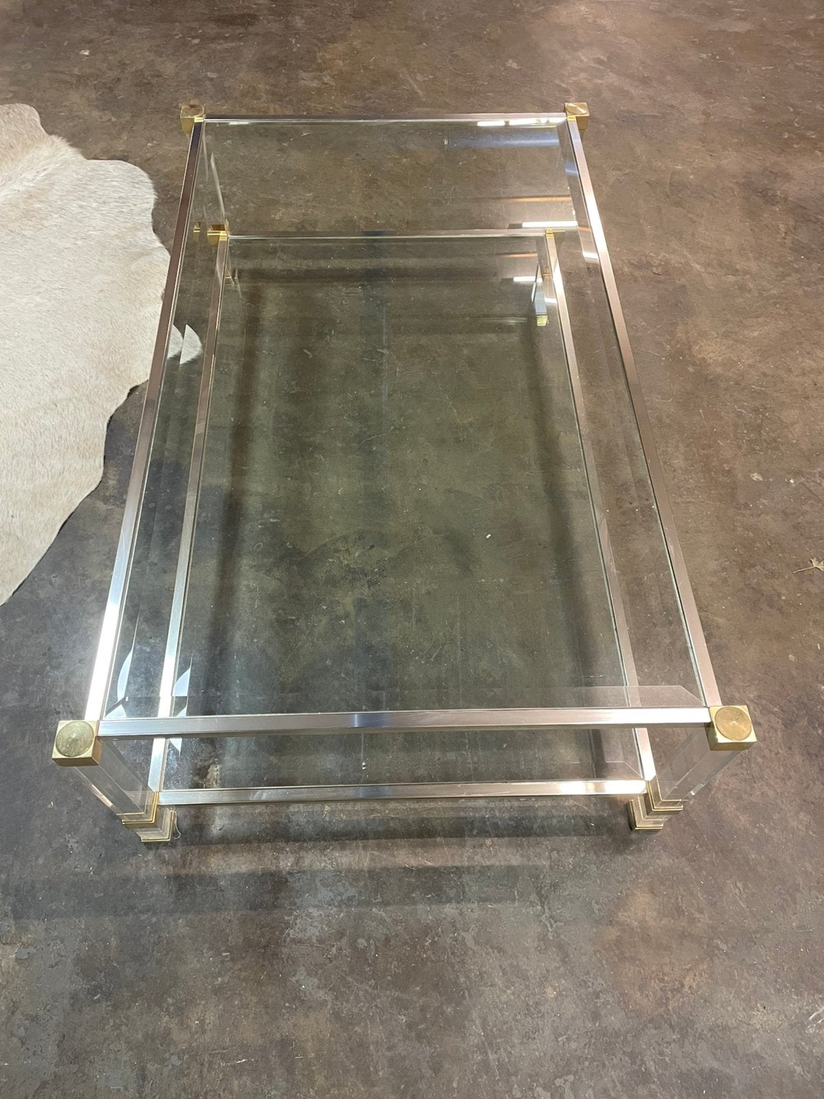 Mooie tafel pierre vandel jaren 70 plexiglas glas, Ophalen, 100 tot 150 cm, ., 2de hands