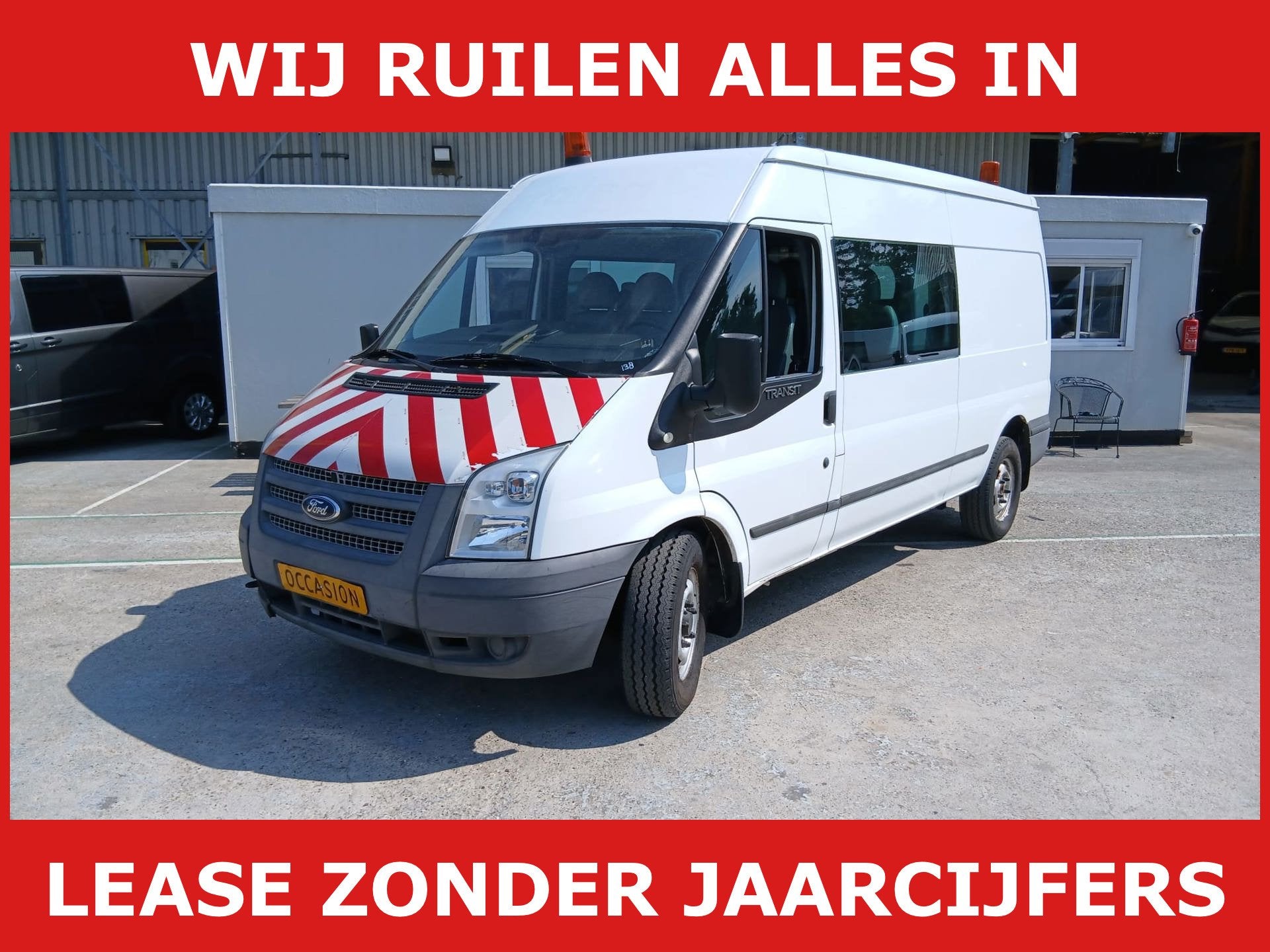 Ford Transit 350 2.0 TDCI L2H2 dubbel cab export, Gebruikt, Zwart, Wit, Origineel Nederlands