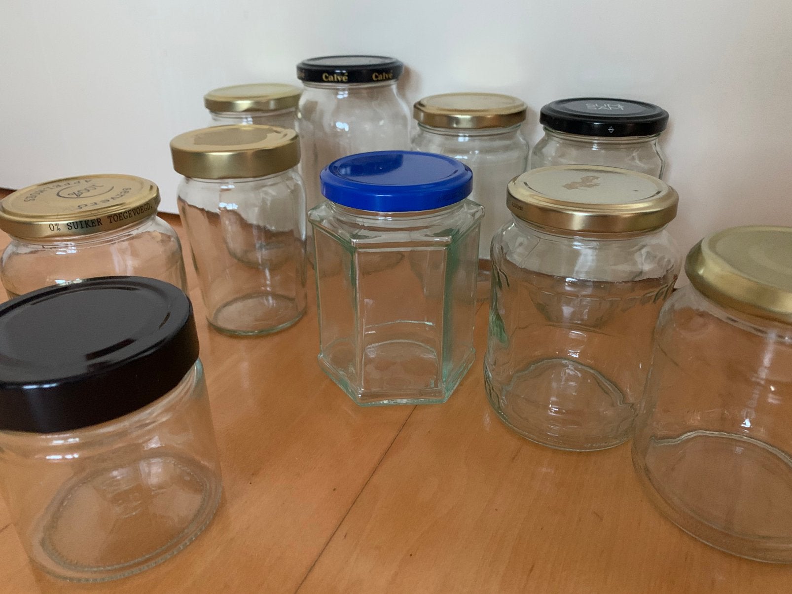 10 Jampotten jampotjes glazen potjes ~ voor van alles, Overige typen, Ophalen, Gebruikt, Glas