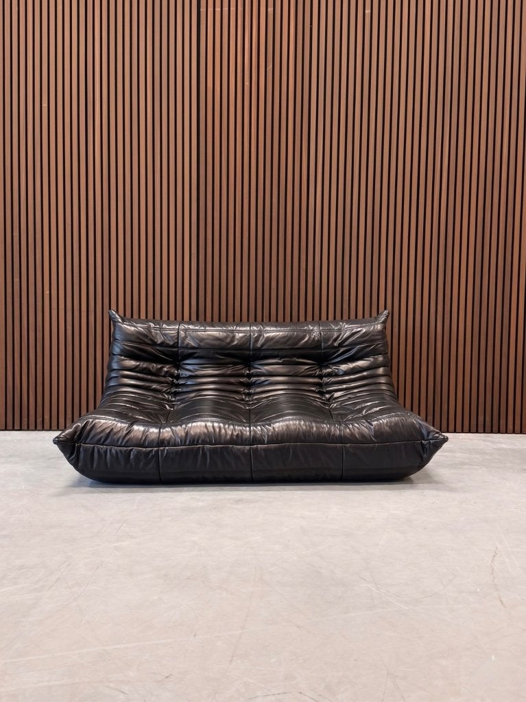Ligne Roset Togo Driezits | Zwart Leder, Ophalen of Verzenden