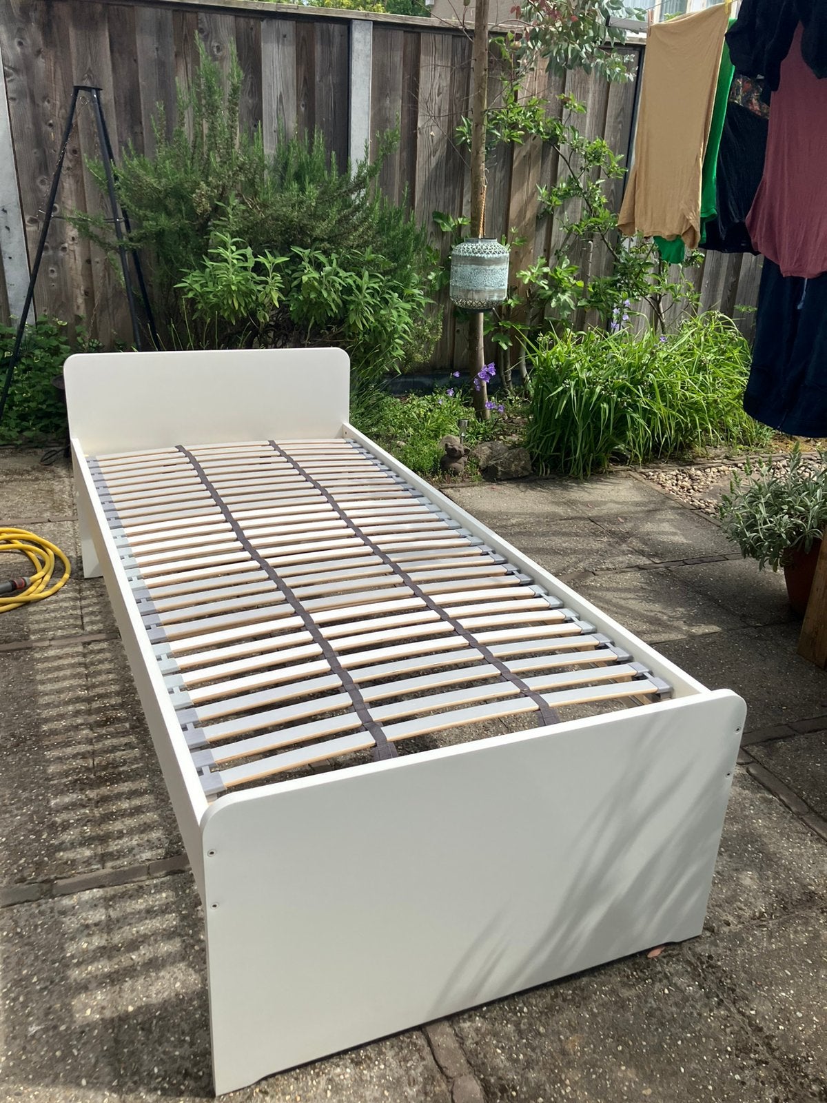IKEA Lönset lattenbodem en Släkt bedframe, Ophalen, 90 cm, Eenpersoons, Wit